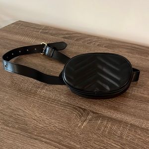 Black Leather Chevron Stylish Fanny Pack